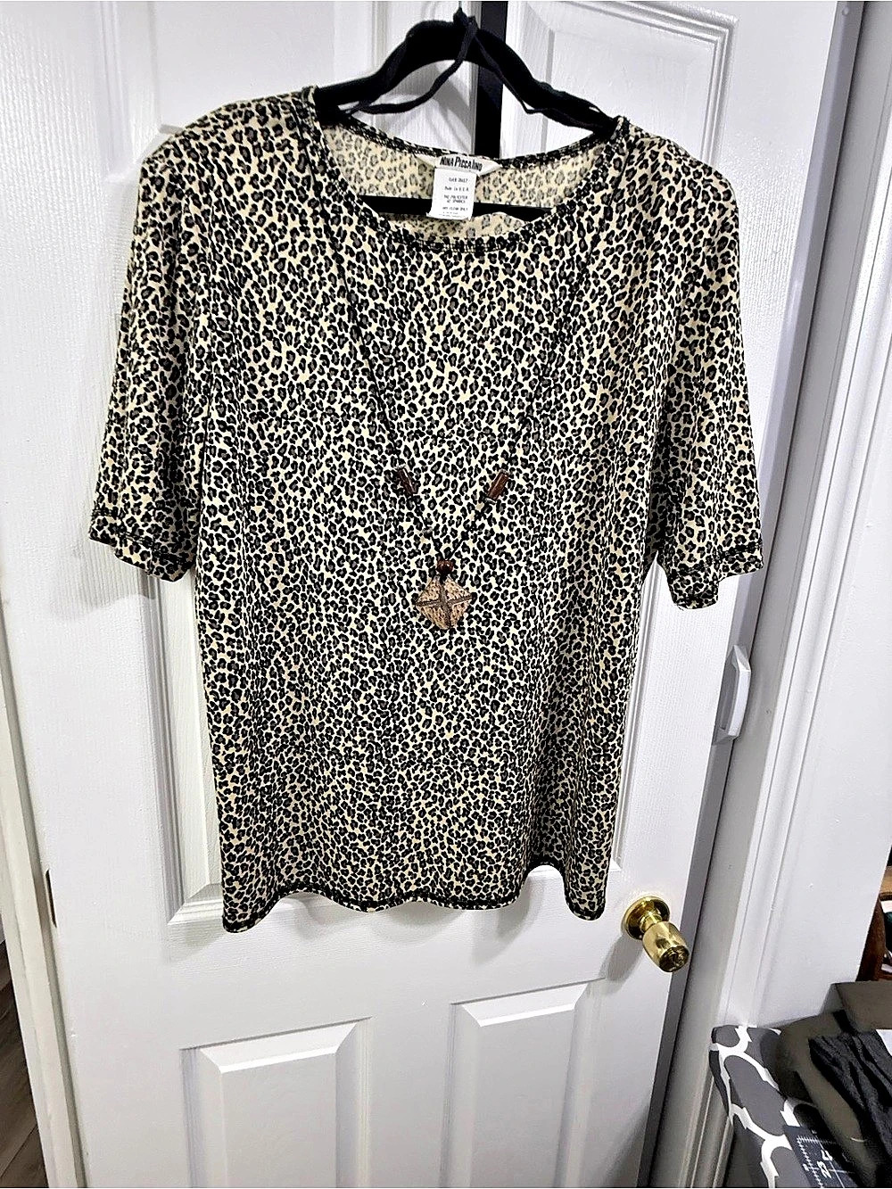 Anna Pigeon Leopard Print skirt and blouse set  Brown & Black Size Large